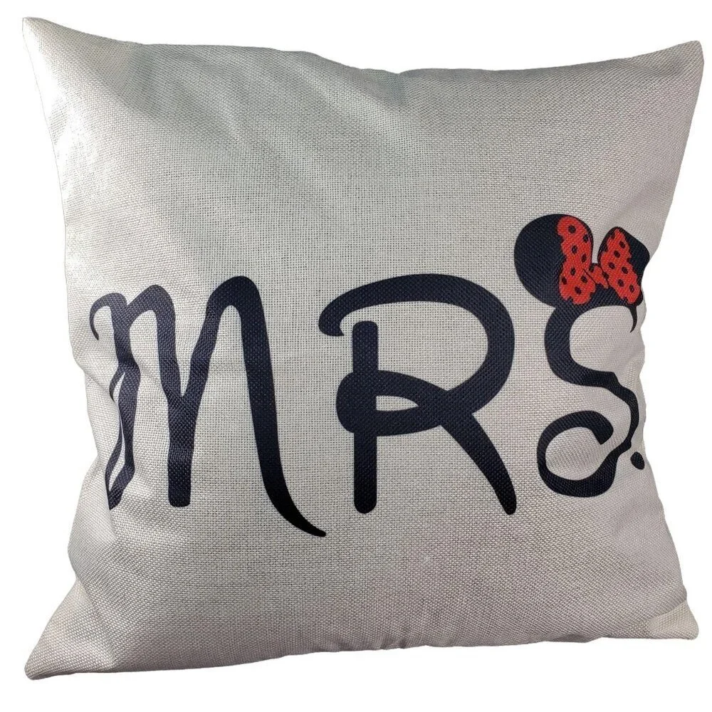 MRS Minnie Mouse Ears Sham Pillowcase Throw Accent Cushion Cover Home Decor